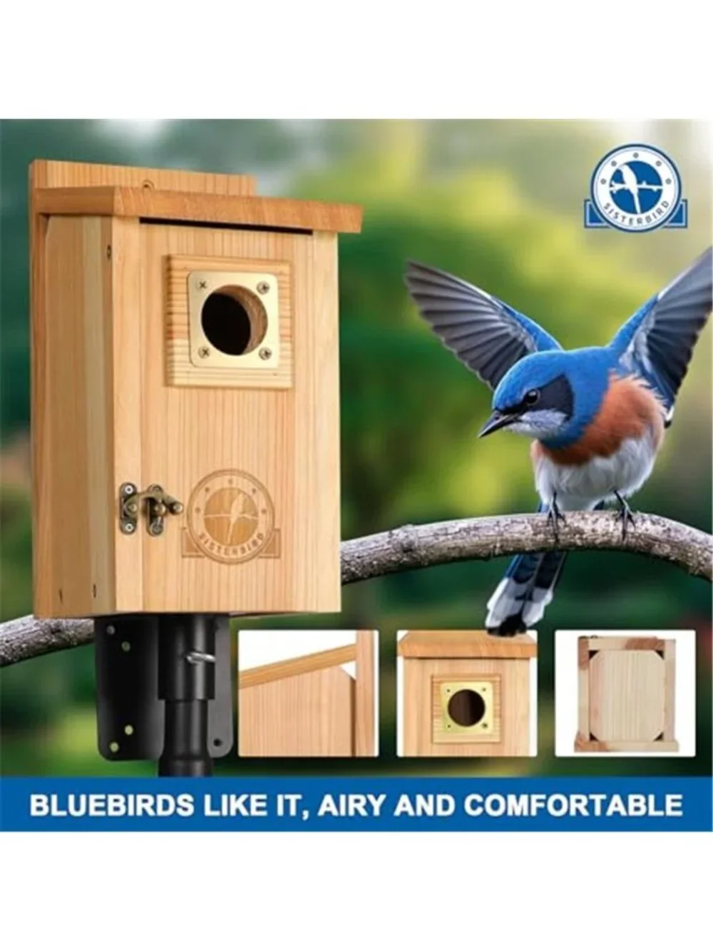 2 Pack Bird Houses for Outside Clearance with Copper Guard, Cedar Bird House